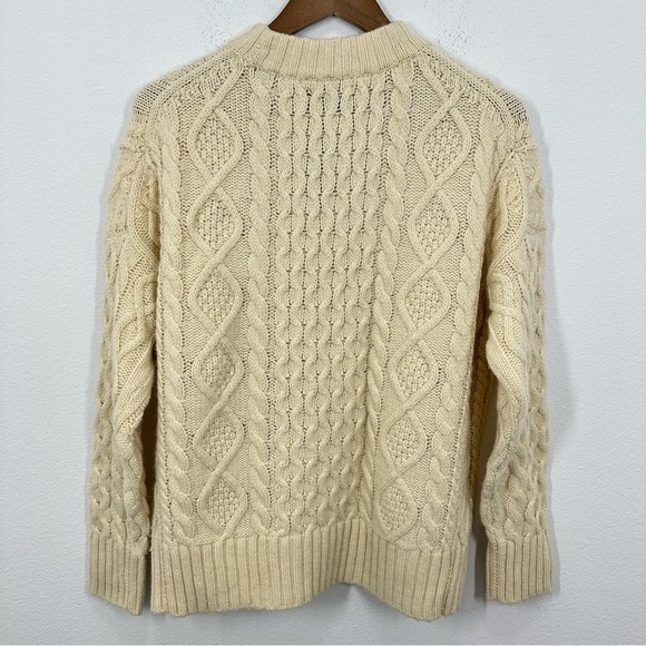 J. Crew Women's XS/S Oversized cable-knit crewneck sweater Eggshell Cream NWT - Picture 7 of 8
